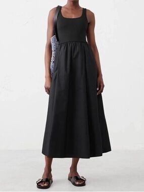 NWT BANANA REPUBLIC TANK MIXED MEDIA MIDI DRESS // BLACK
